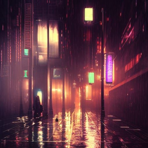 Cyberpunk Alley with Dynamic Lighting