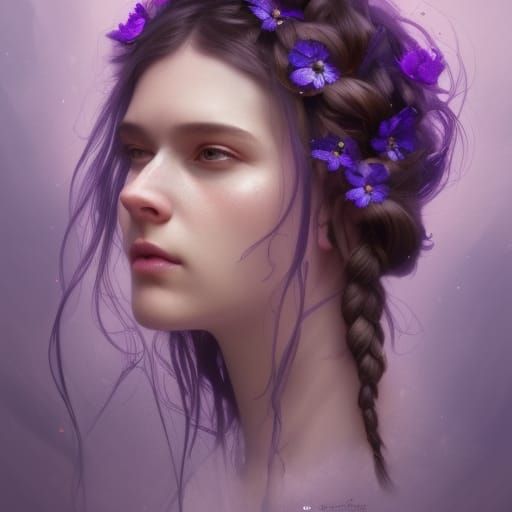 Wolfsbane Flowers Portrait in Art Nouveau Style