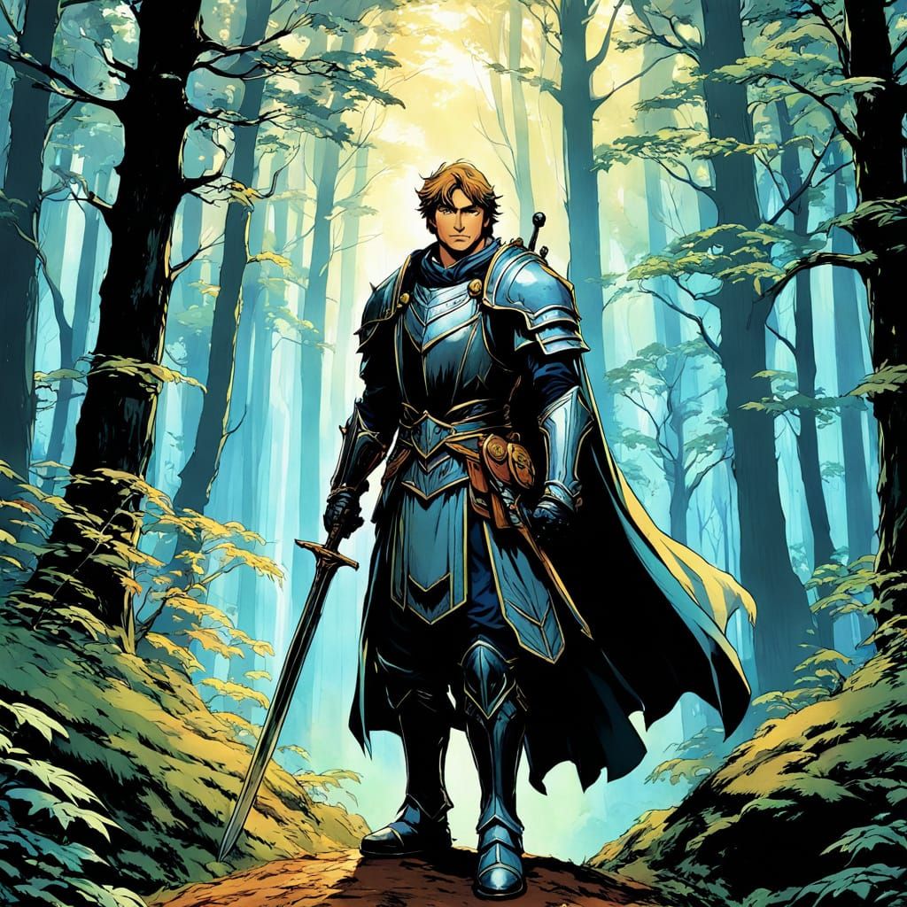 Paladin Embarks Through an Enchanted Medieval Forest in Vibr...