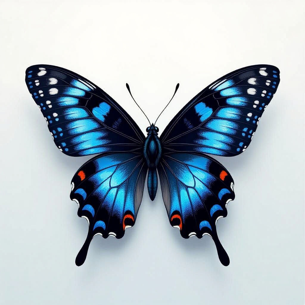Majestic Black and Blue Butterfly Portrait