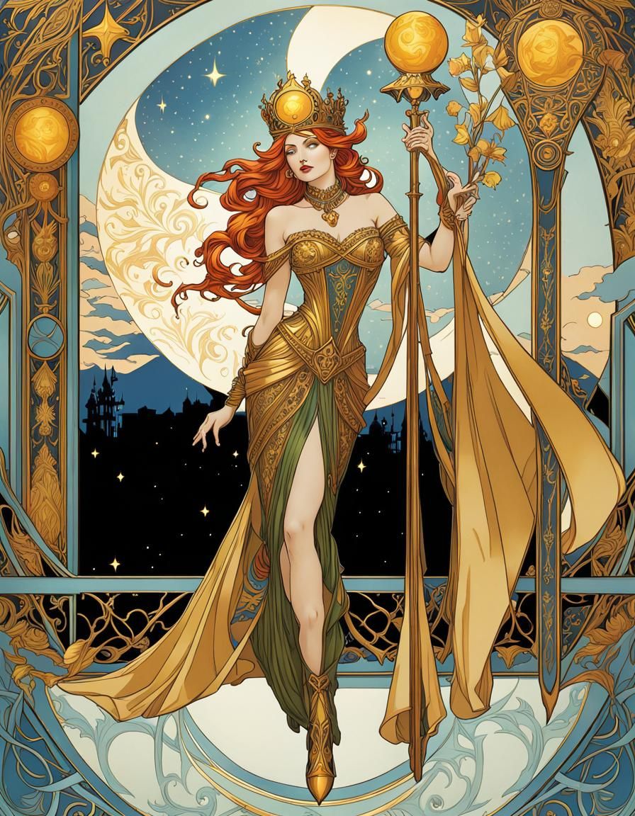 Art Nouveau Tarot Cards with Arcane Symbols