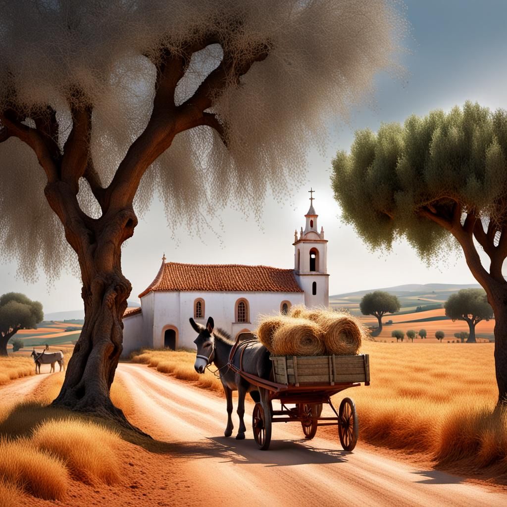 Hay Cart in Portugal: A Digital Matte Painting
