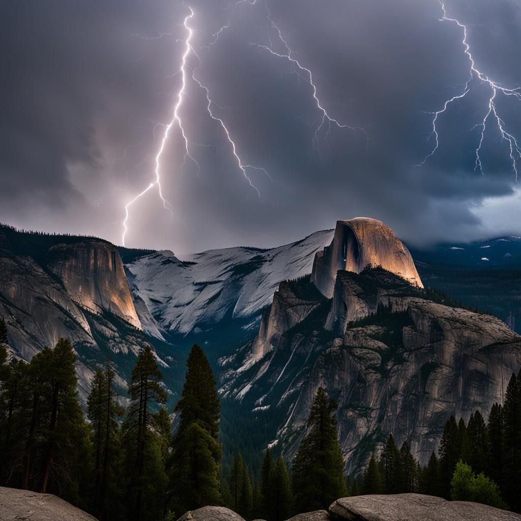 Electrical Storm over Half Dome, Yosemite