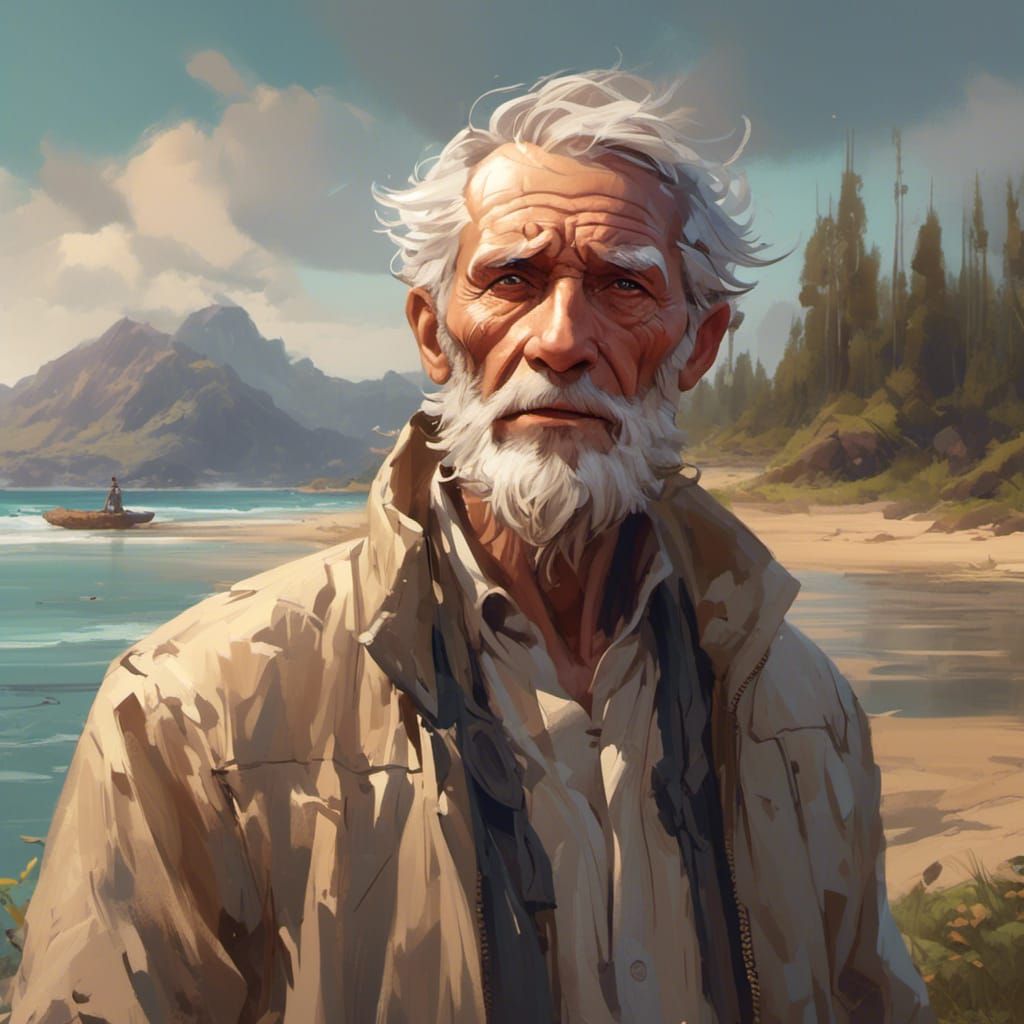 Nature-Connected Old Man Portrait in Detailed Lighting