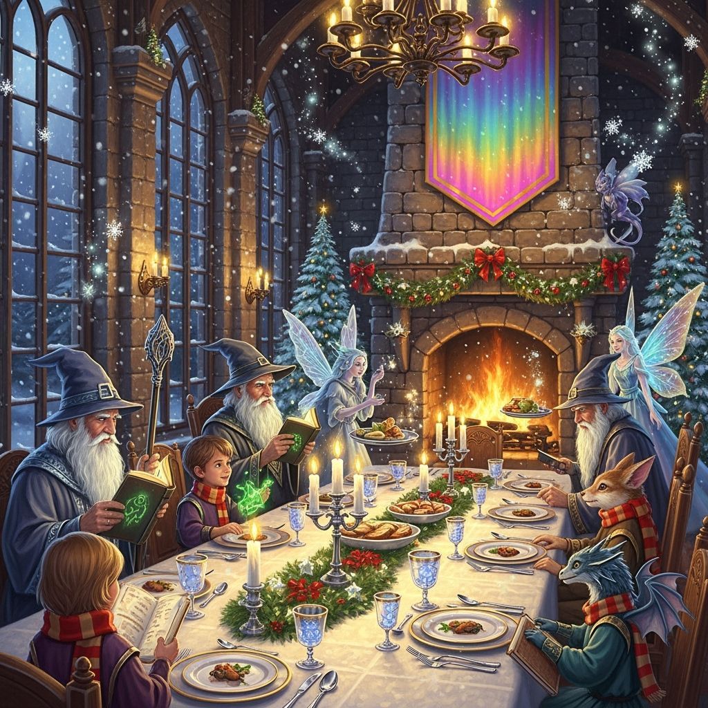 Enchanting Holiday Feast in a Magical Winter Castle