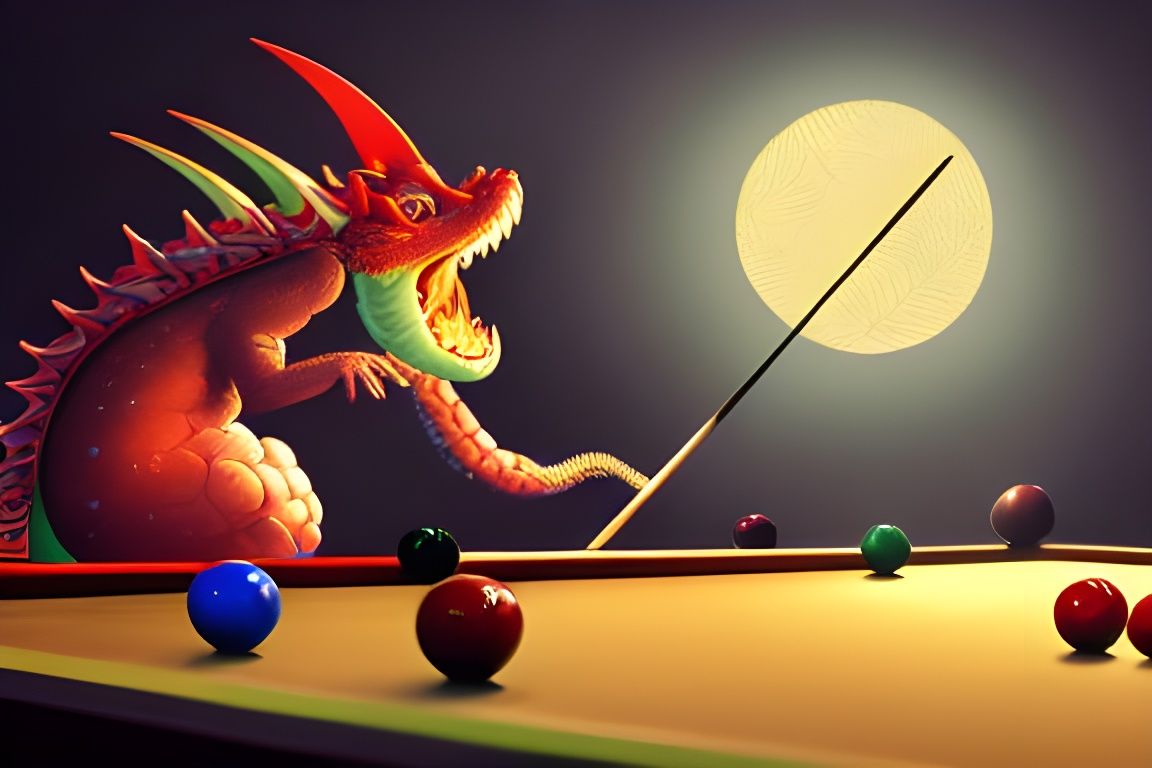 Komodo Dragon Plays Snooker in Anime Style