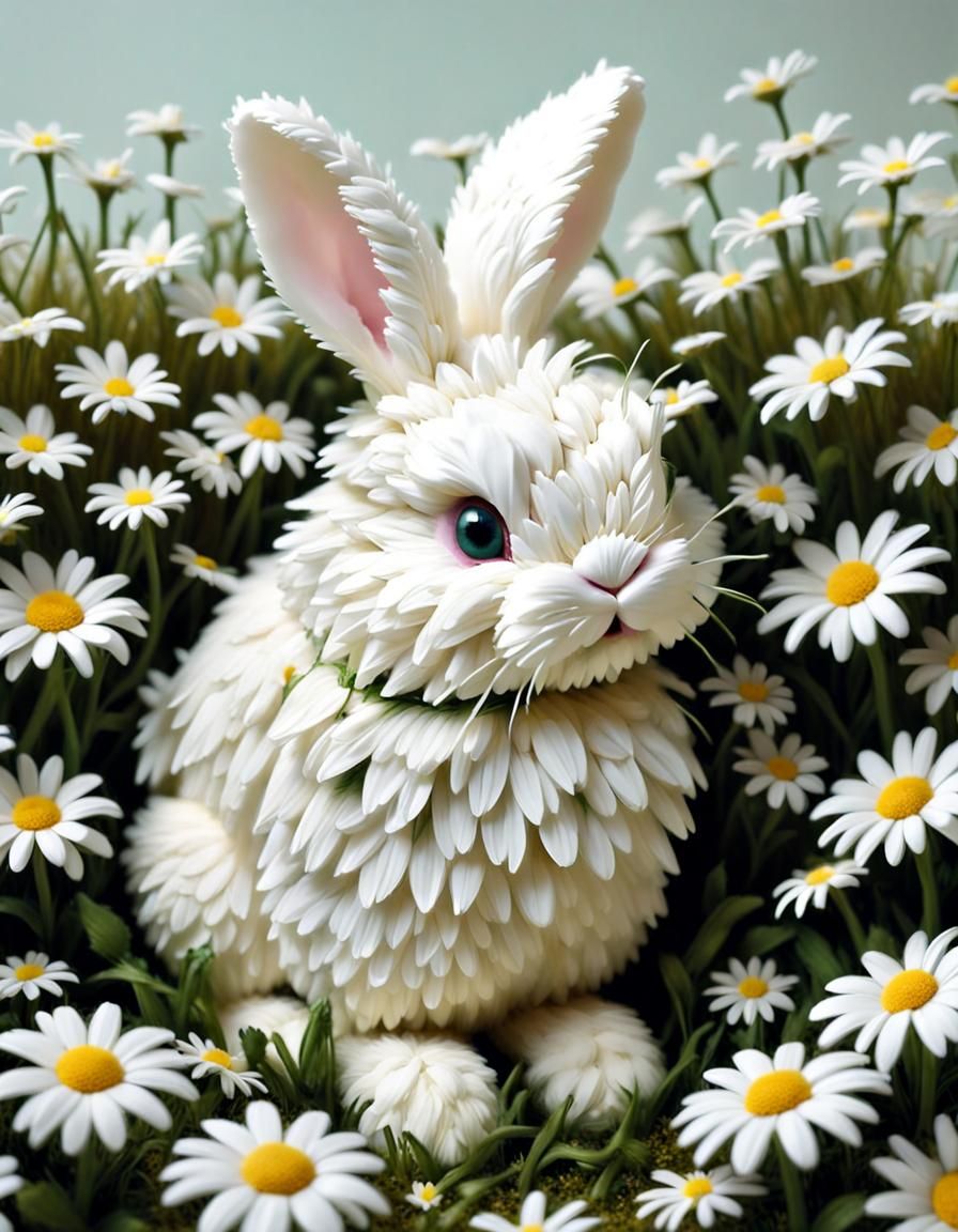Daisy Bunny Diorama in Impressionist Style