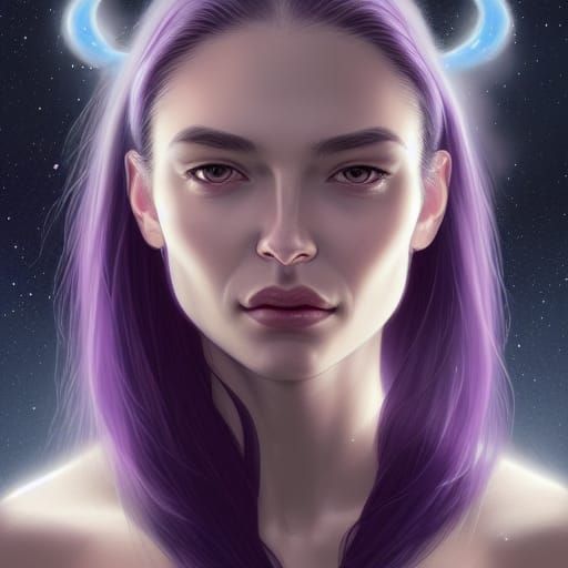 Celestial Woman Portrait in Hyperdetailed Digital Art