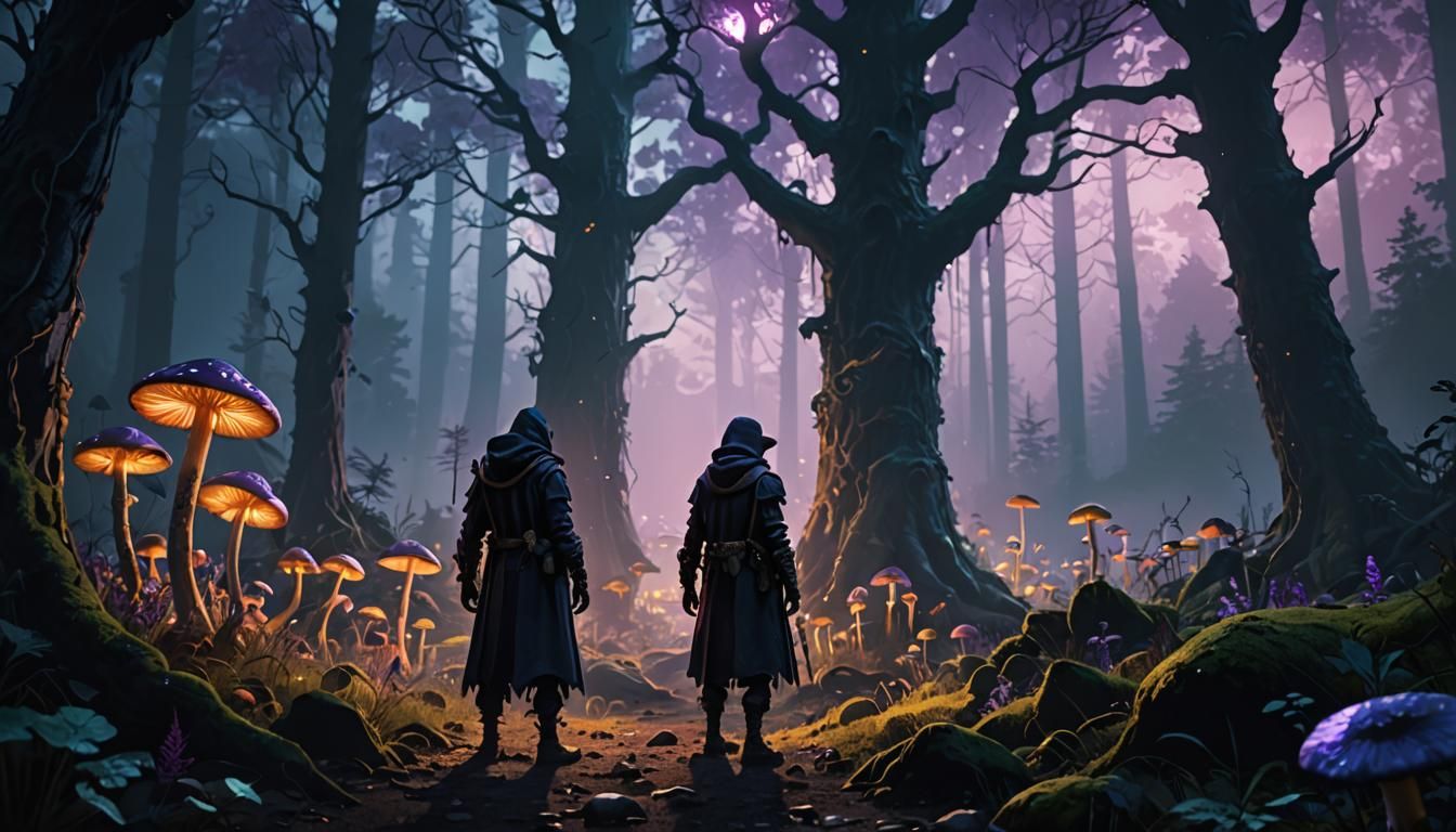 Mystical Forest Figure in Vibrant Digital Art