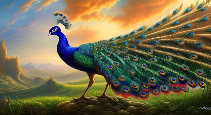 Peacock in Fantasy Land: Detailed Concept Art
