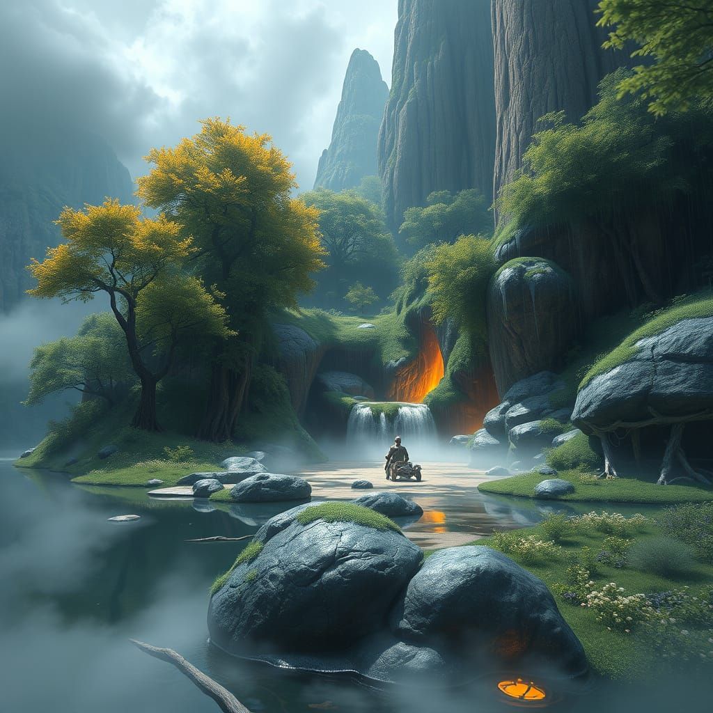 Serenity Oasis in Vibrant Fantasy Landscapes