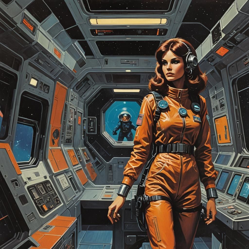 Pulp Sci-Fi Cover: Empty Space Station in Dark Synth Style