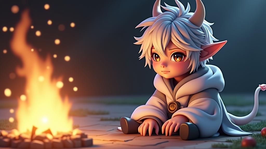 Platinum Devil Seeks Warmth: 3D Anime Art