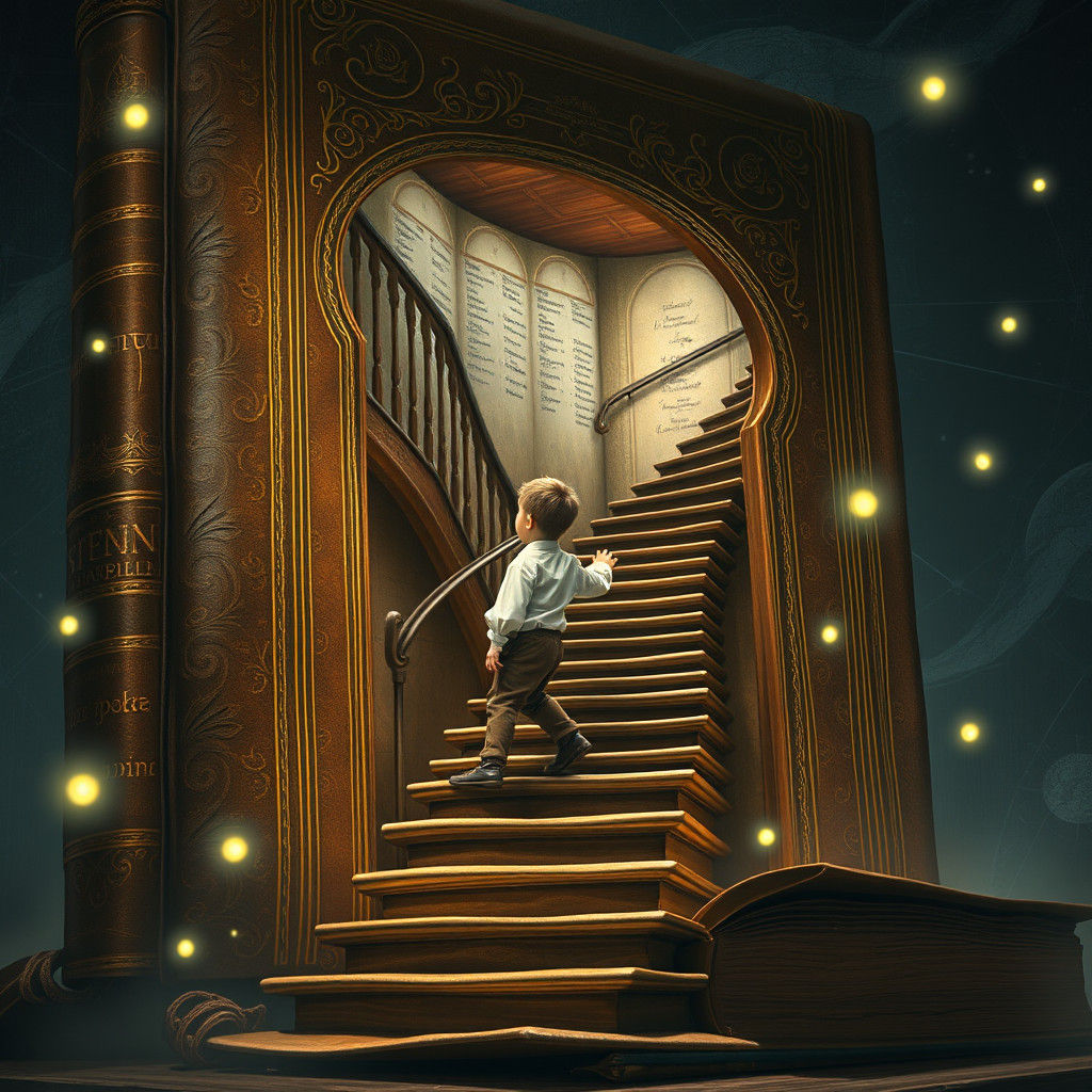 Colossal Book with Staircase Inspired by James Gurney