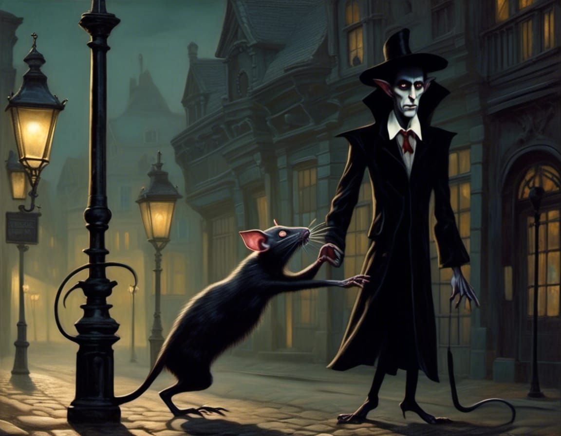 Nosferatu Creeps Through Streets in Art Nouveau Style