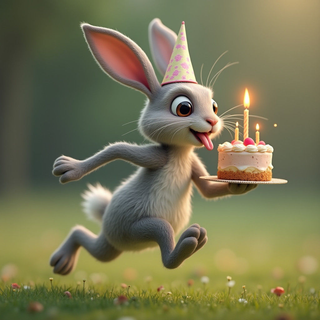 A Thin Rabbit in a Whimsical Celebration