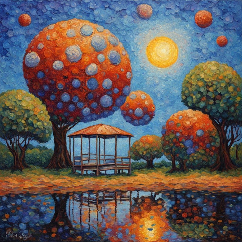 Sun-Kissed Euphoria in Neo-Impressionist Oil Painting