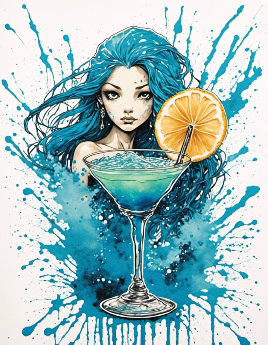 mermaid cocktail, made with blue curacao