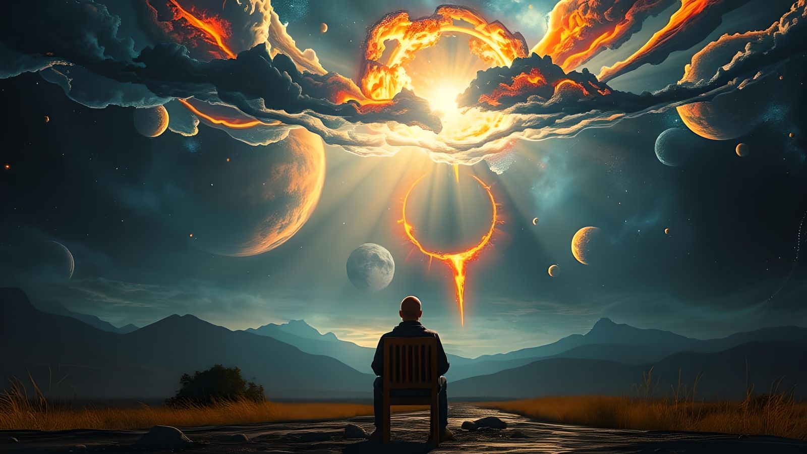 Cosmic Destruction: Hyper-Realistic Landscape in Impasto Sty...