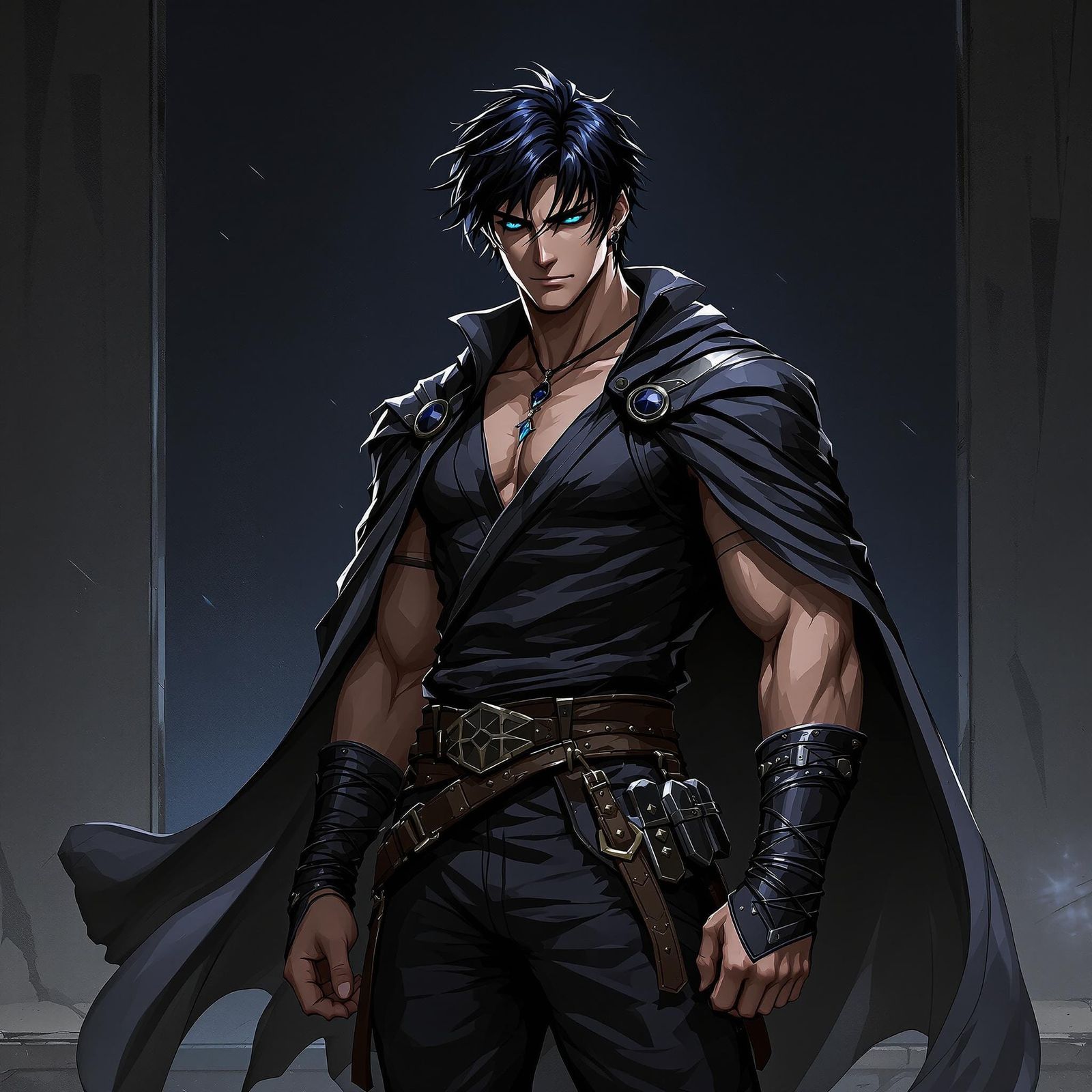 Anime Warrior with Confident Stance, Inspired by Takashi Tak...