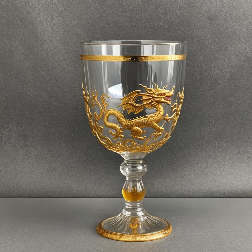 Ornate Gold Dragon Chalice with Gold Trim