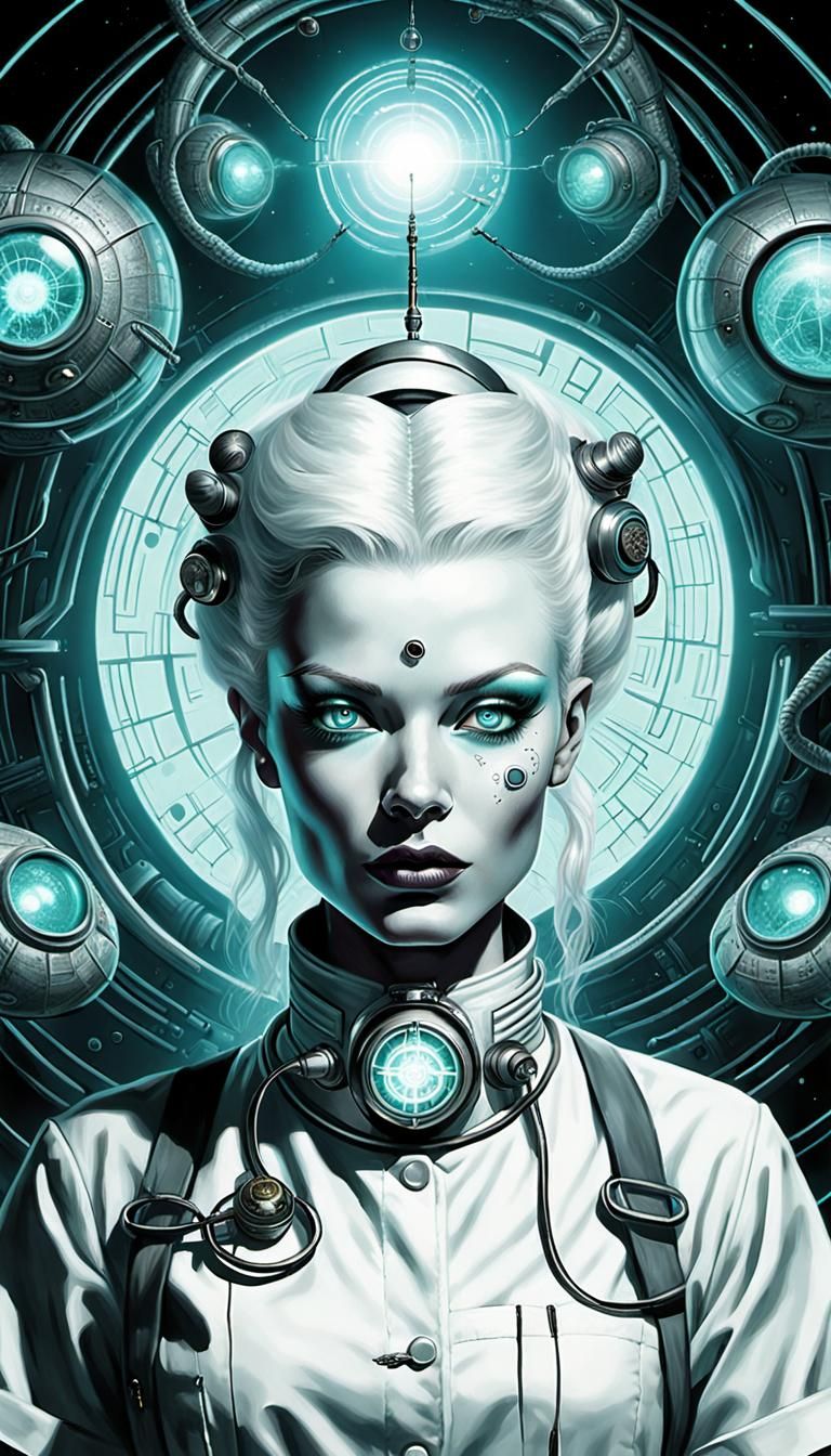 Hypnotic Nurse and Retro Sci-Fi Scene