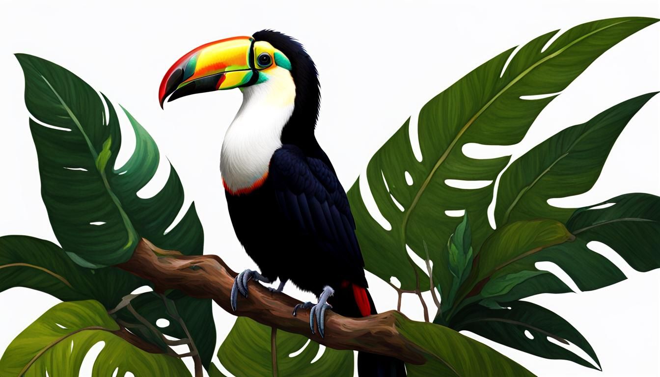 Vibrant Toucan Bird Perched