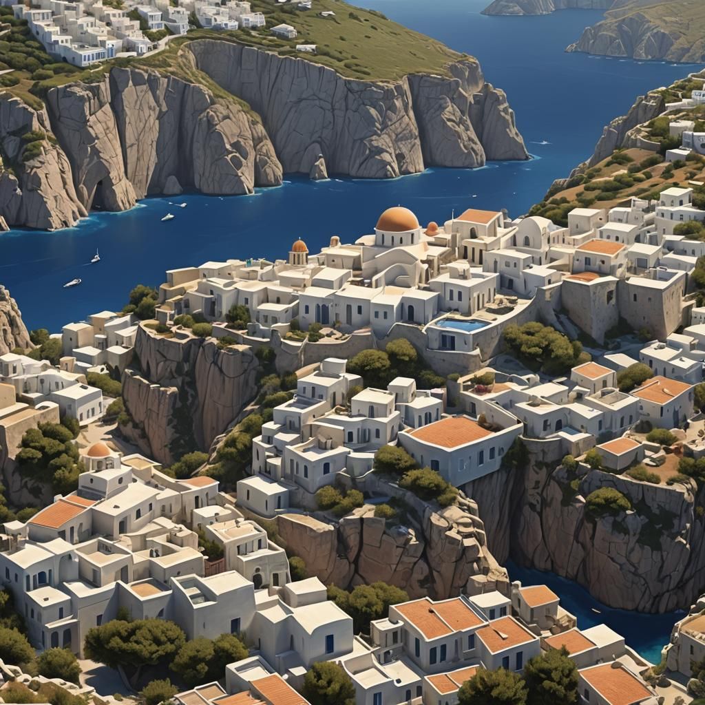 Picturesque Greek Islands in Detailed Matte Painting