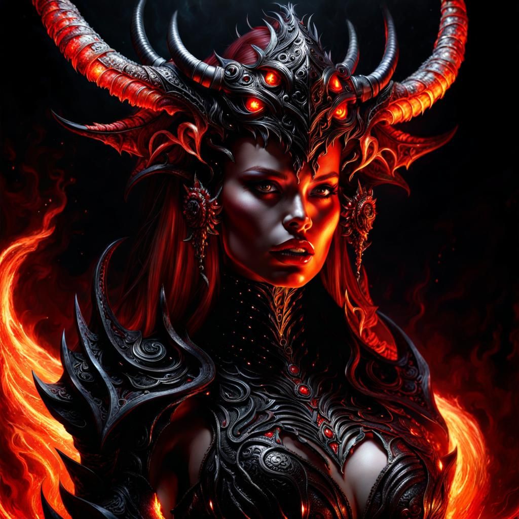 Lava Demon Woman in Gothic Style