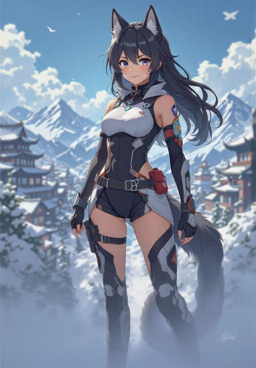 Genshin Impact Husky Anime Girl Full Body