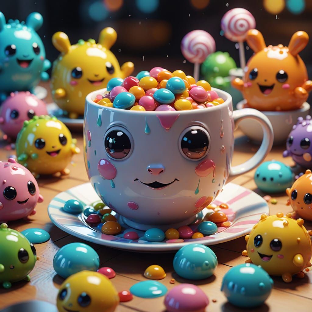 Whimsical Candy Creatures Explore a Giant Teacup