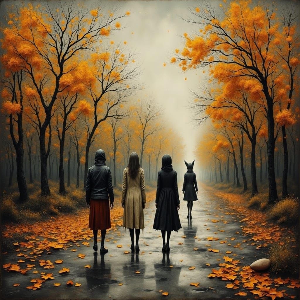 Surreal Autumn Landscape Walk in Dreamy Surrealism
