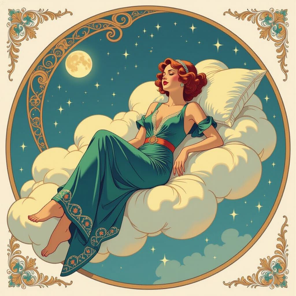 Dream Traveler in Art Nouveau Sci-Fi Style
