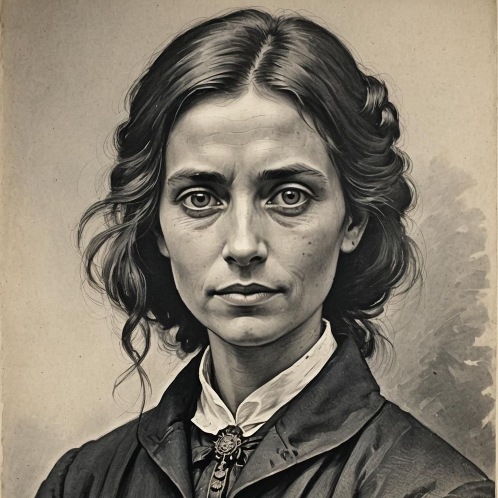 Mystical Lilith Portrait with Fiery Eyes and Tattoos