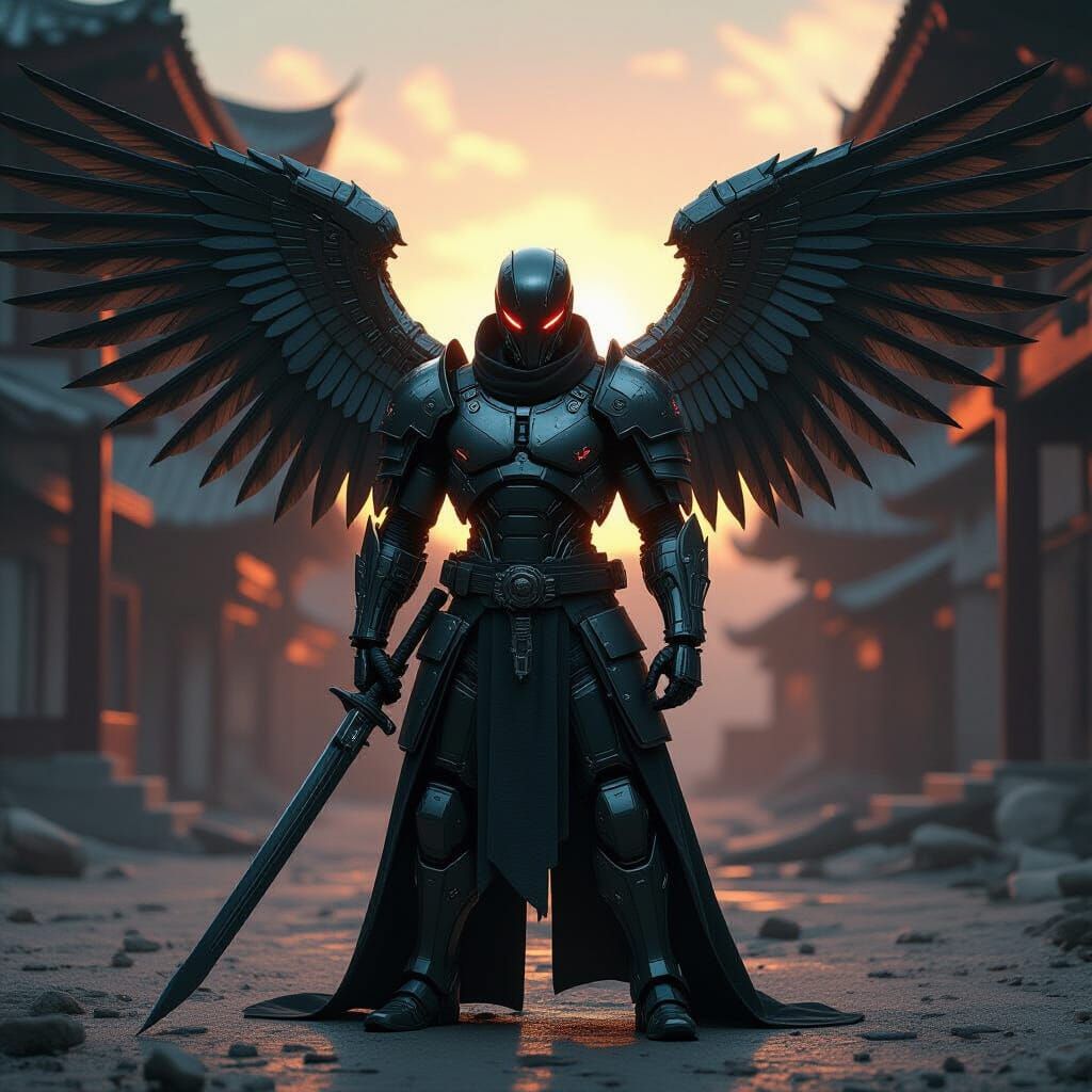 Melancholic Cyborg Ninja in War-Torn Dojo