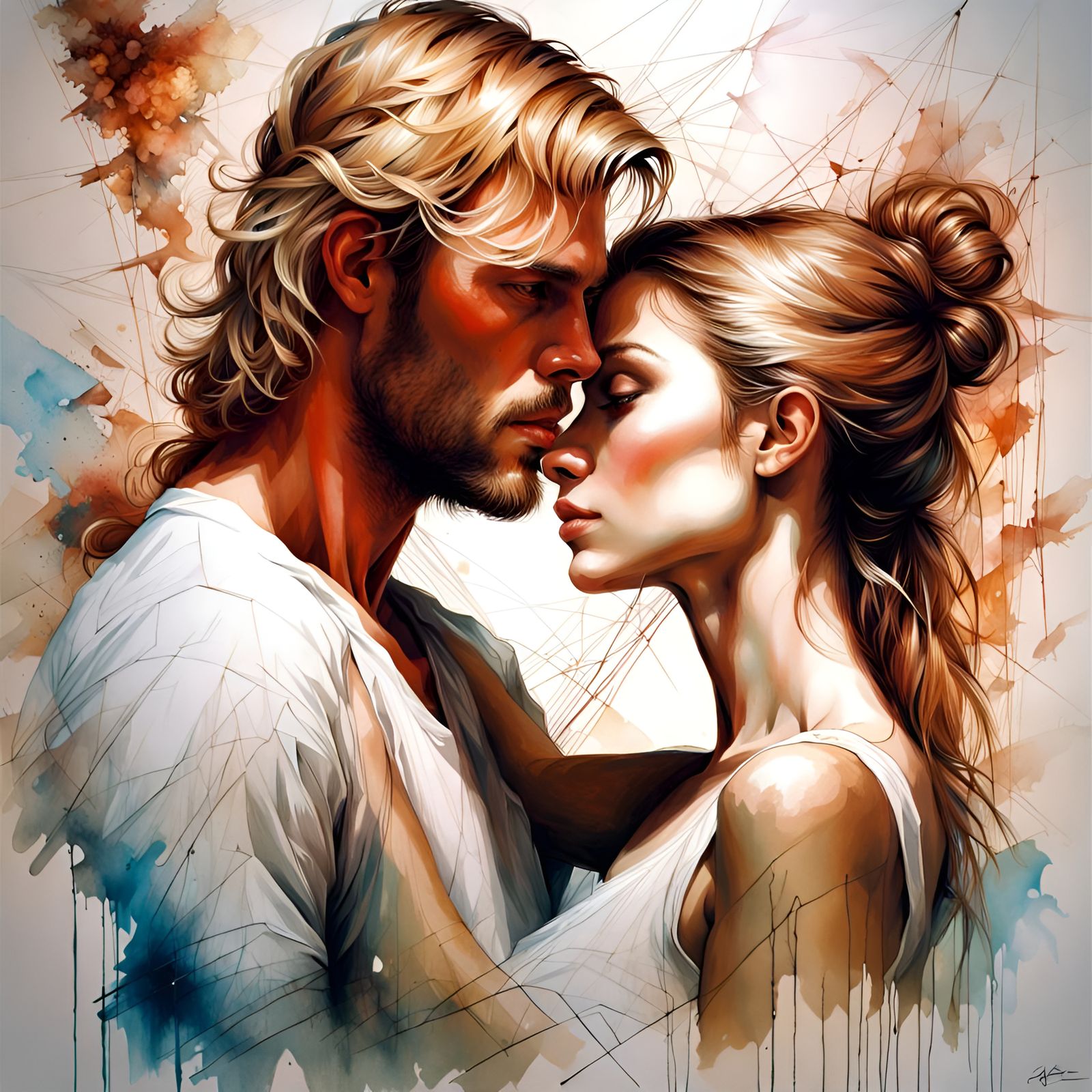 Portrait of Two Lovers in Classic Style