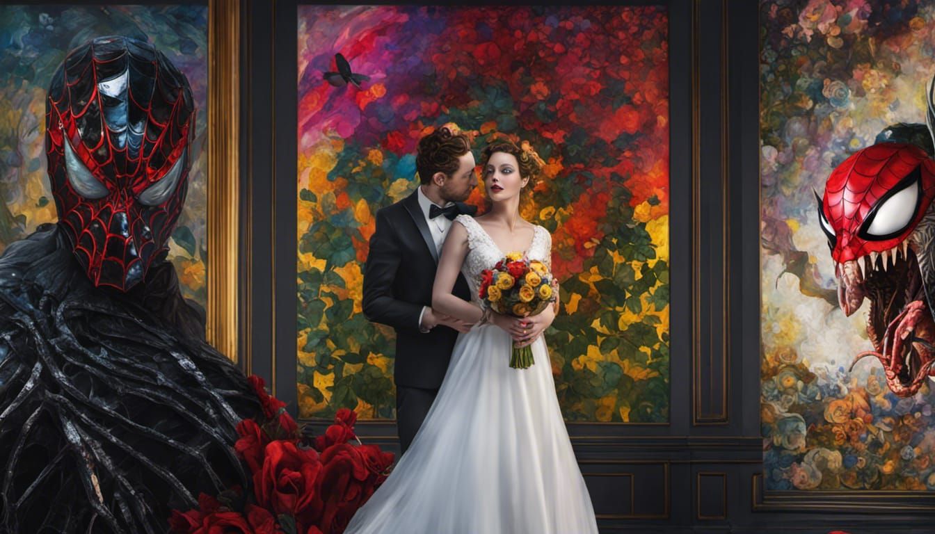 Spider Gwen Marries Venom in Klimt-Inspired Art