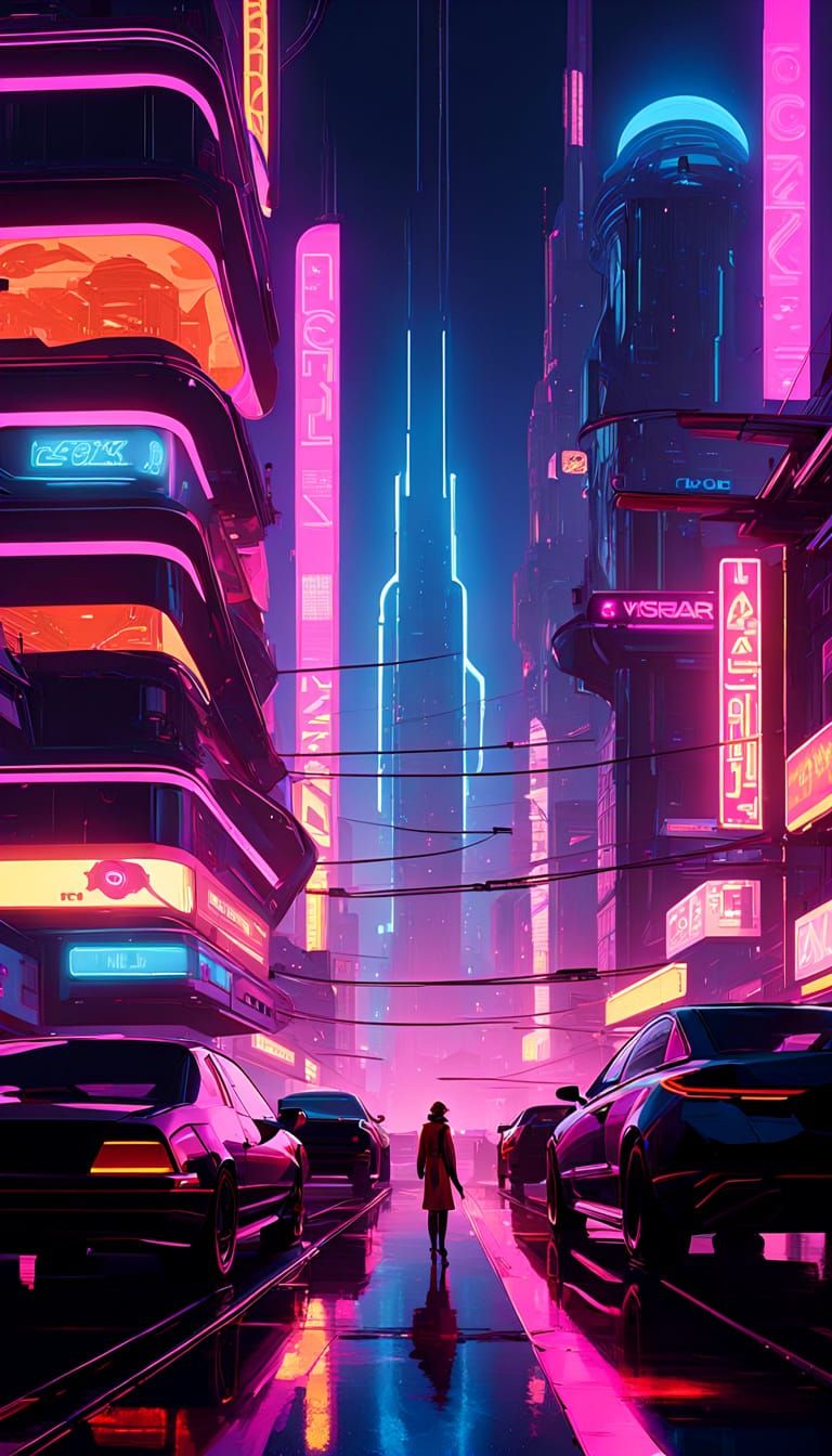 Cyberpunk Megalopolis at Night: A Futuristic Urban Dystopia