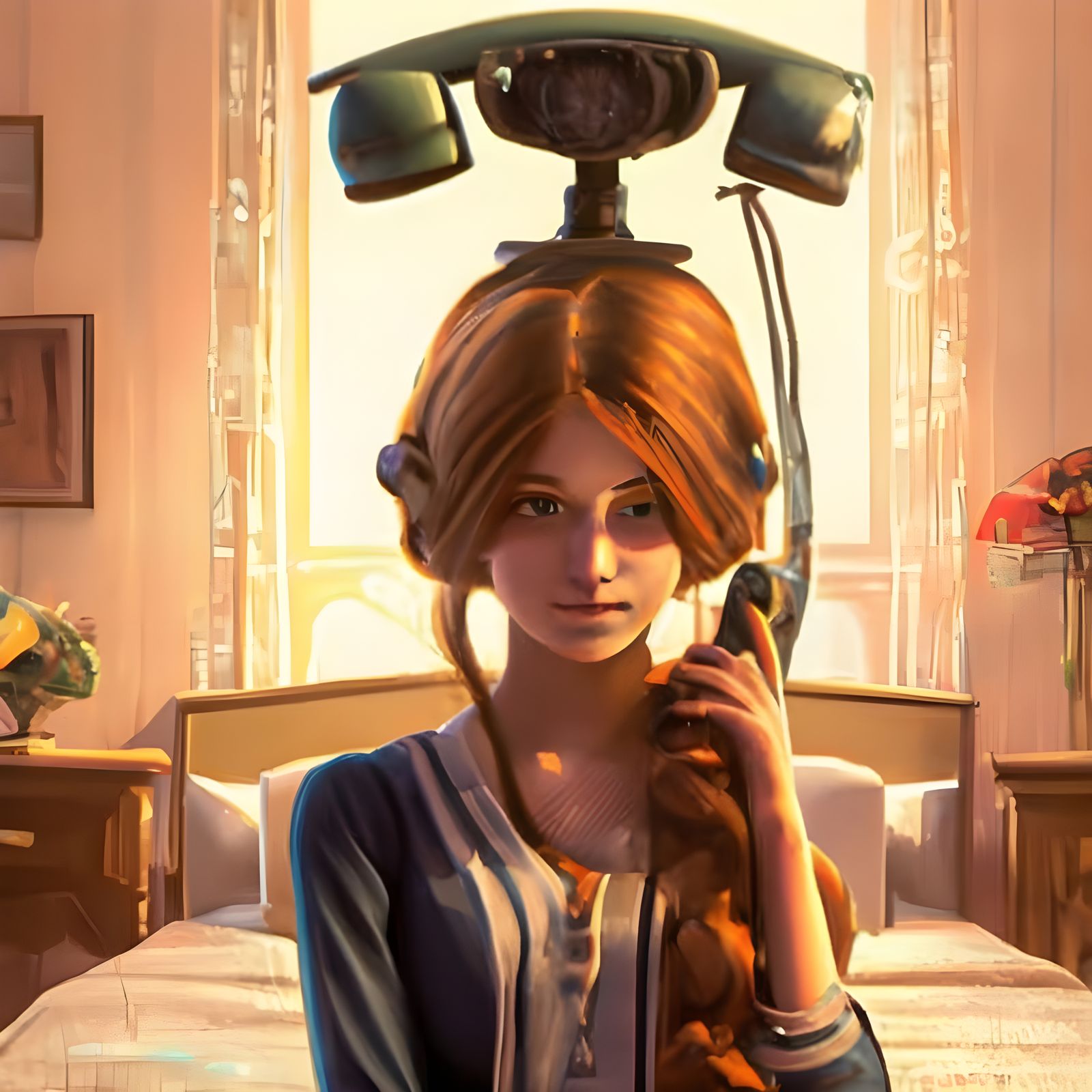 Woman Balances Phone: High Fidelity Portrait