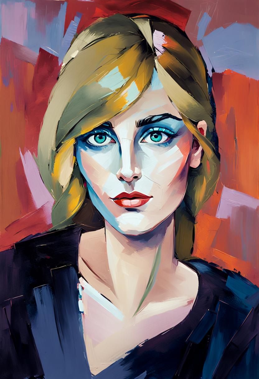 Pop-Expressionism Portrait with Impasto Textures