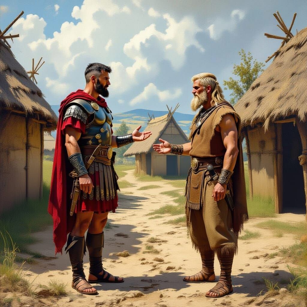Roman General Negotiates with Germanic Tribe Leader