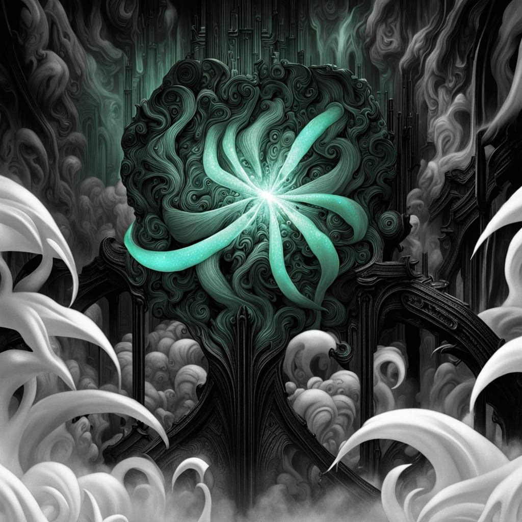 Gothic Biomechanical Eye in Crystal Vortex