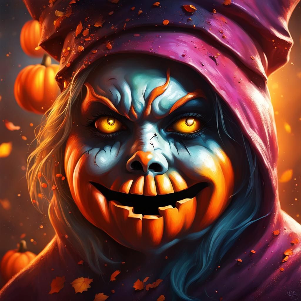 Hyperrealistic Halloween Celebration in Splash Art Style