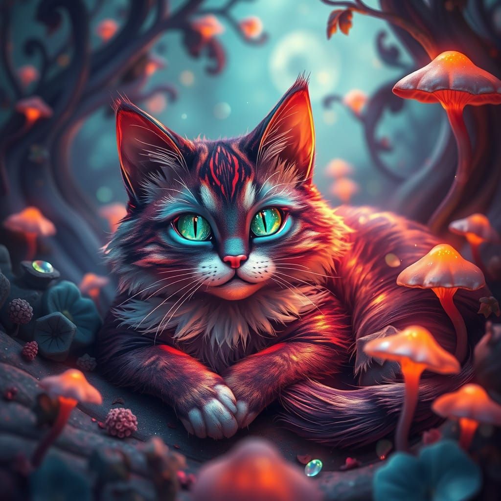 Whimsical Feline in a Dreamlike Realm