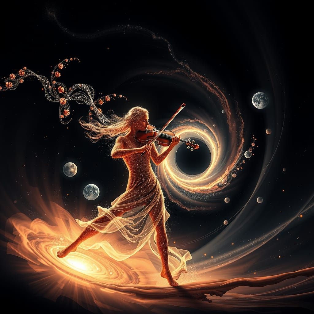 Cosmic Violinist Performing at Black Hole Edge