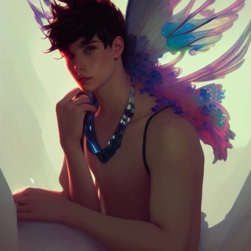 Queer Fairy Lovers Portrait in Art Nouveau Style