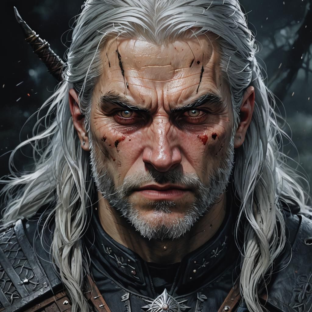 Grimdark Fantasy Portrait in The Witcher Style