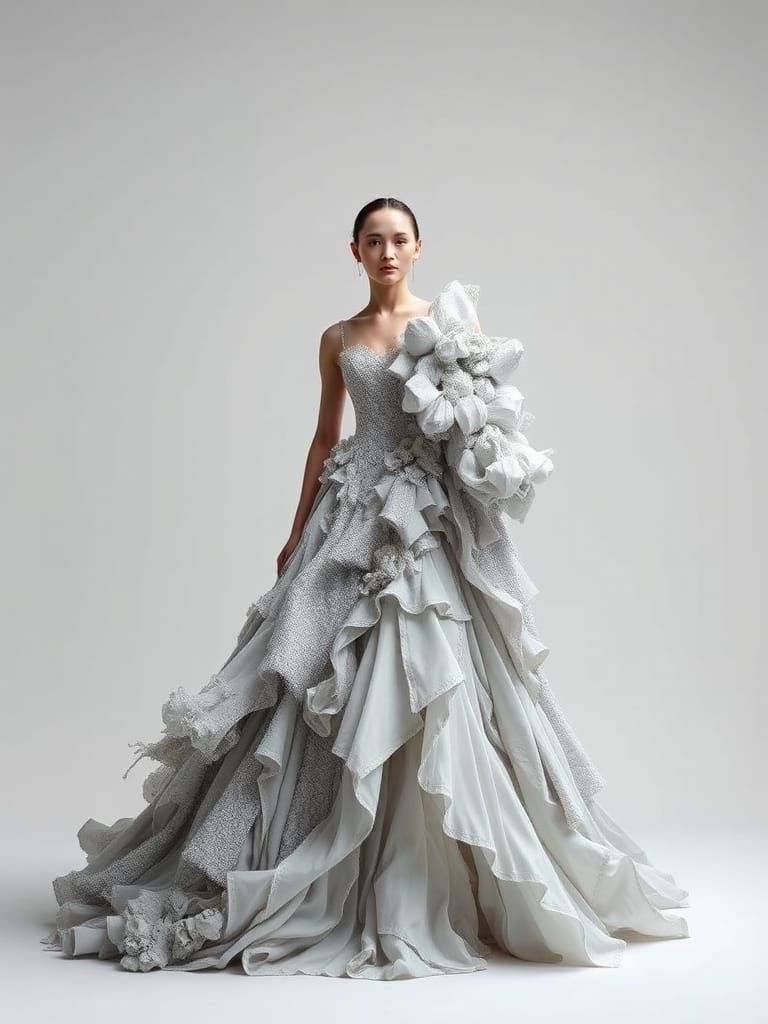 Avant-Garde Gown: Futuristic, Sculptural Wearable Art