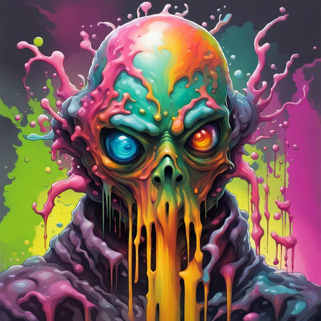 Synthetic Ooze Warlock in Graffiti Splash Art Style