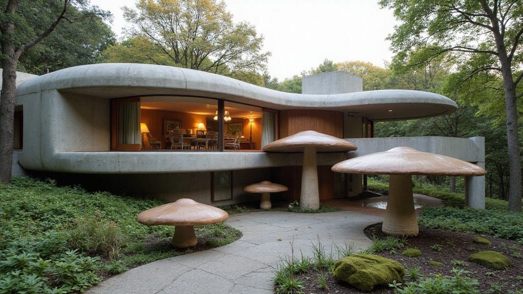 Minimalist Concrete Fungi Masterpiece Blends Architecture an...